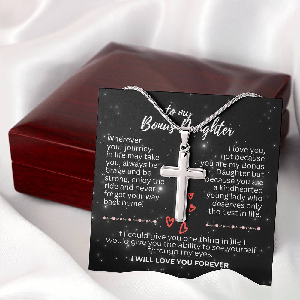 To Bonus Daughter - Wherever your journey - Artisan Cross Necklace