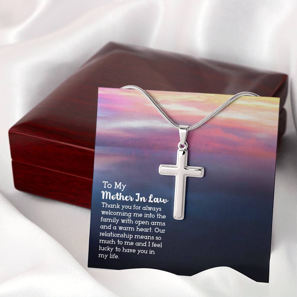 To Mother In Law - Thank you for always - Artisan Cross Necklace