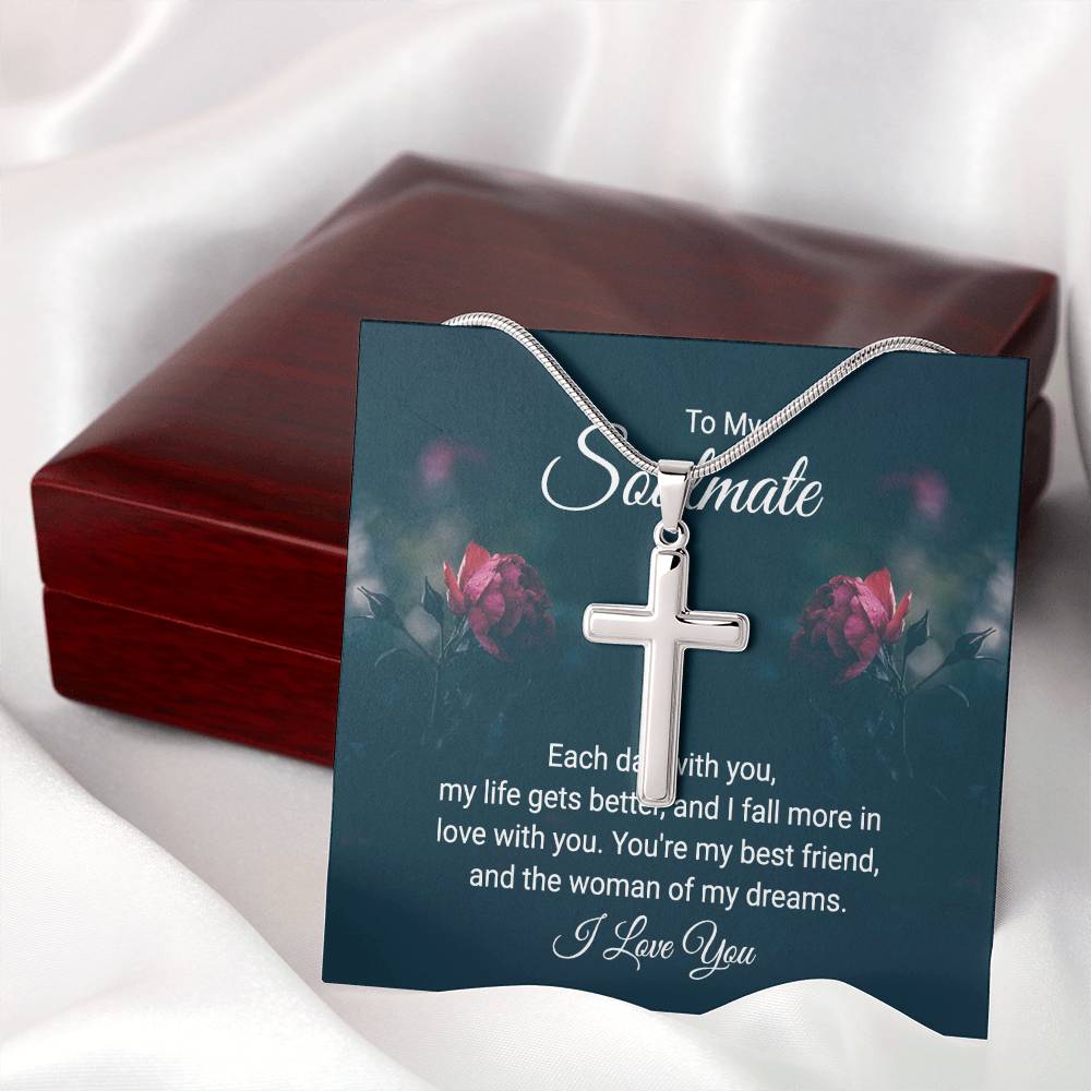 To Soulmate - Each day with you - Artisan Cross Necklace