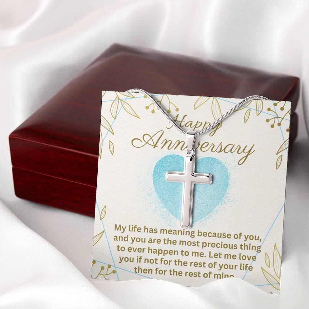 Anniversary - My life has meaning - Artisan Cross Necklace