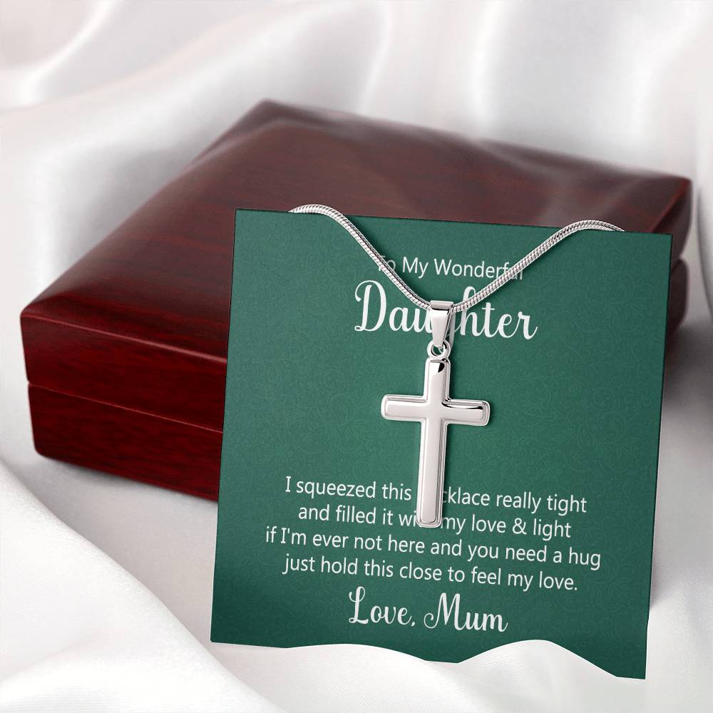 To Daughter - I squeezed - Artisan Cross Necklace