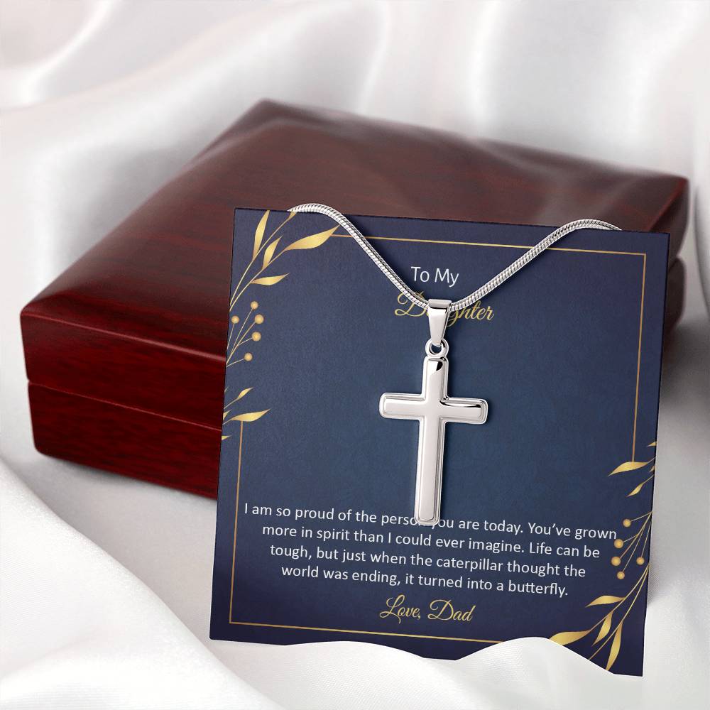 To Daughter - I am so proud - Artisan Cross Necklace