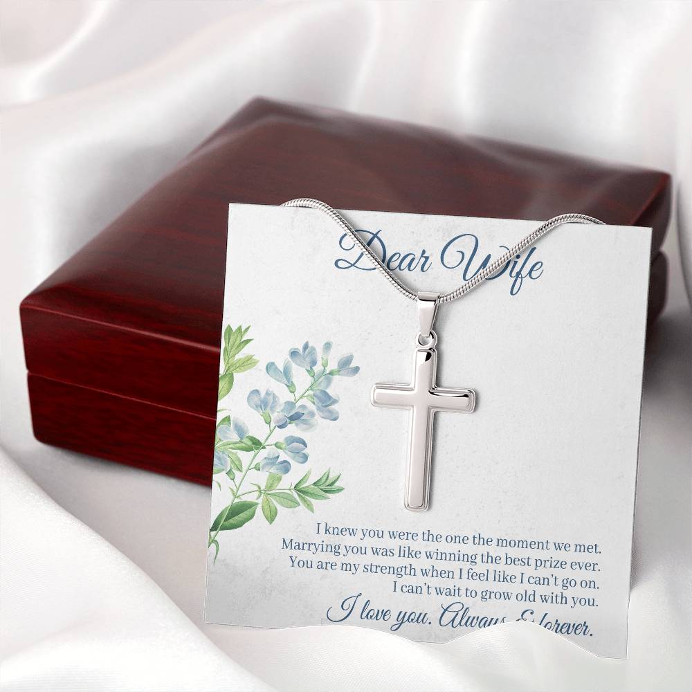 To Wife - I knew you were - Artisan Cross Necklace