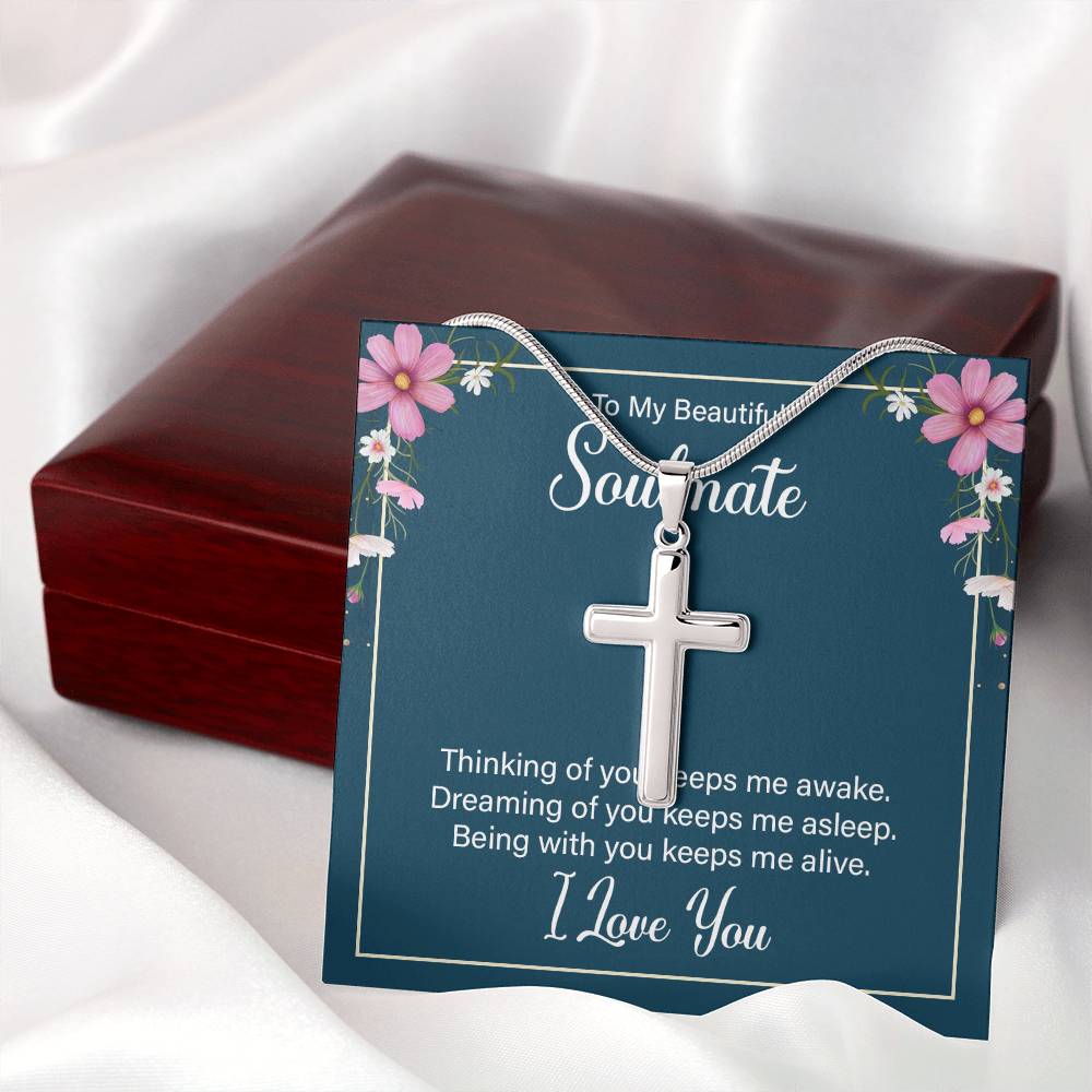 To Soulmate - Thinking of you - Artisan Cross Necklace