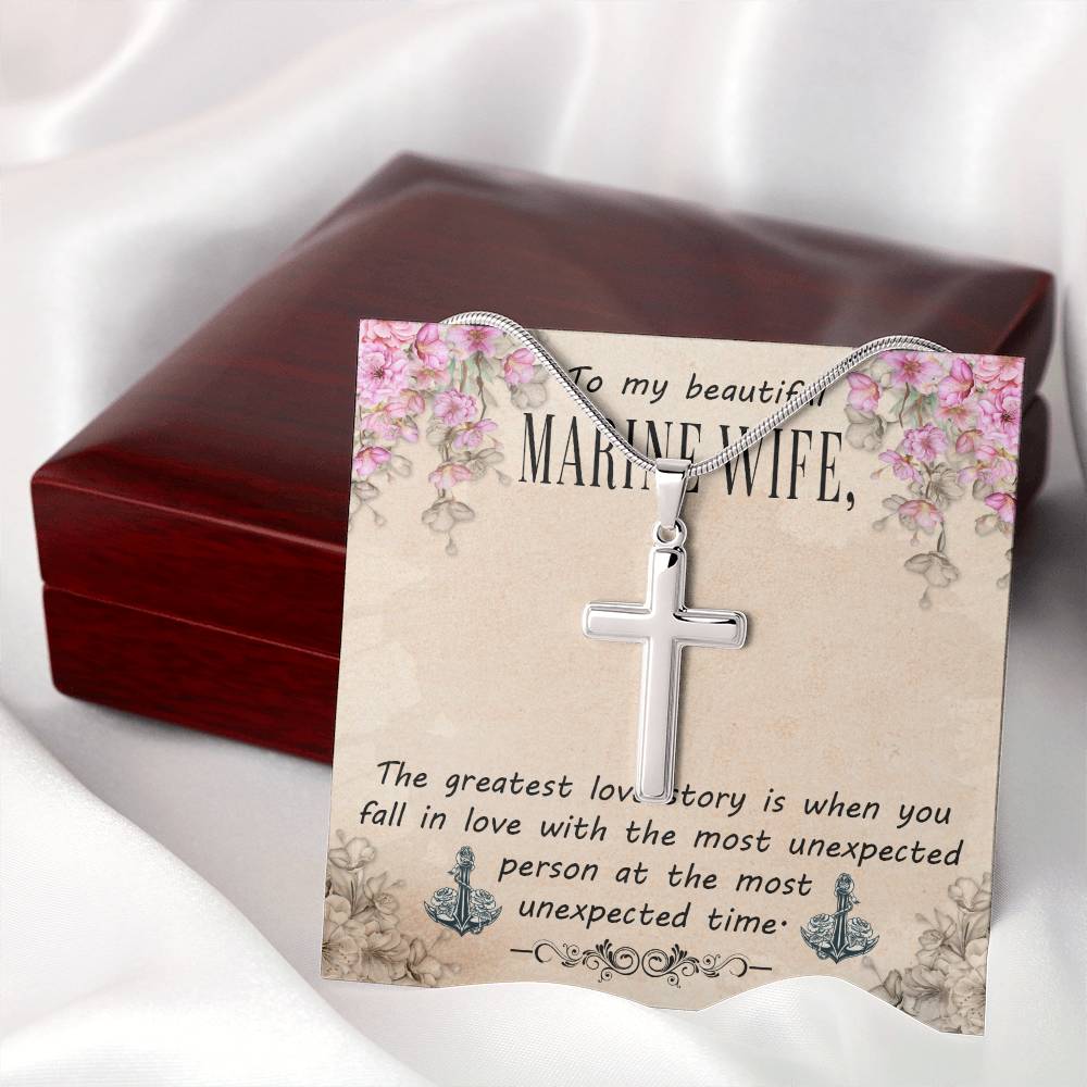 To Marine Wife - The greatest love story - Artisan Cross Necklace