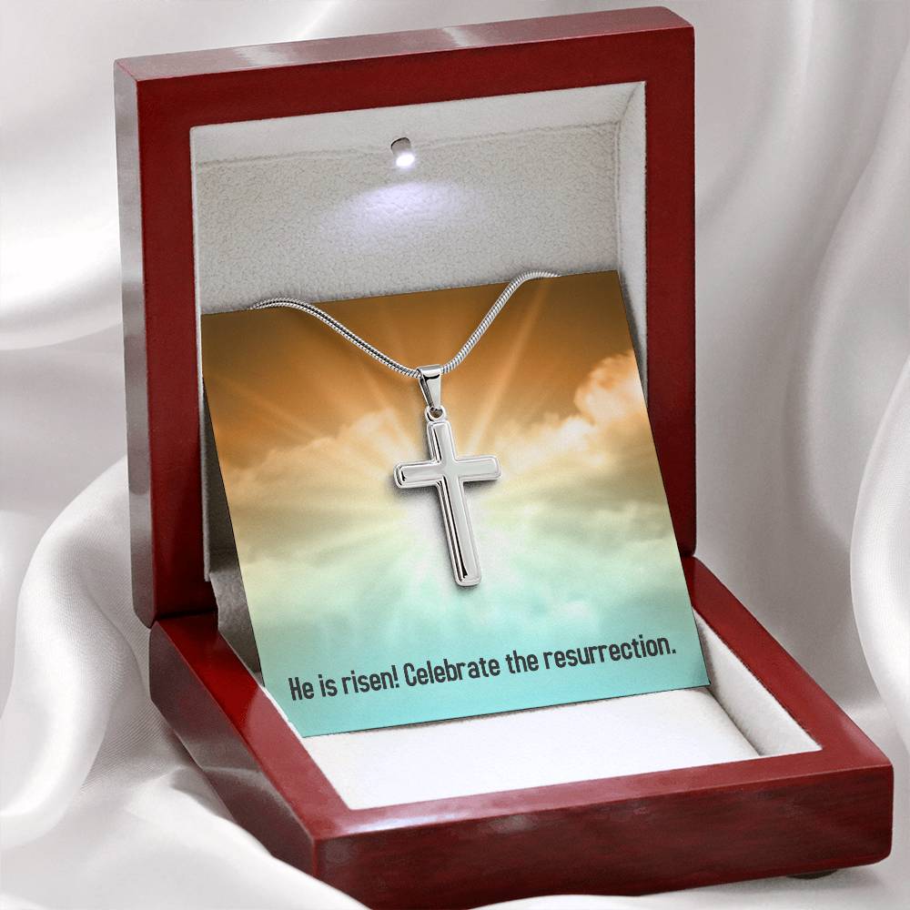 Easter - He is Risen - Artisan Cross Necklace