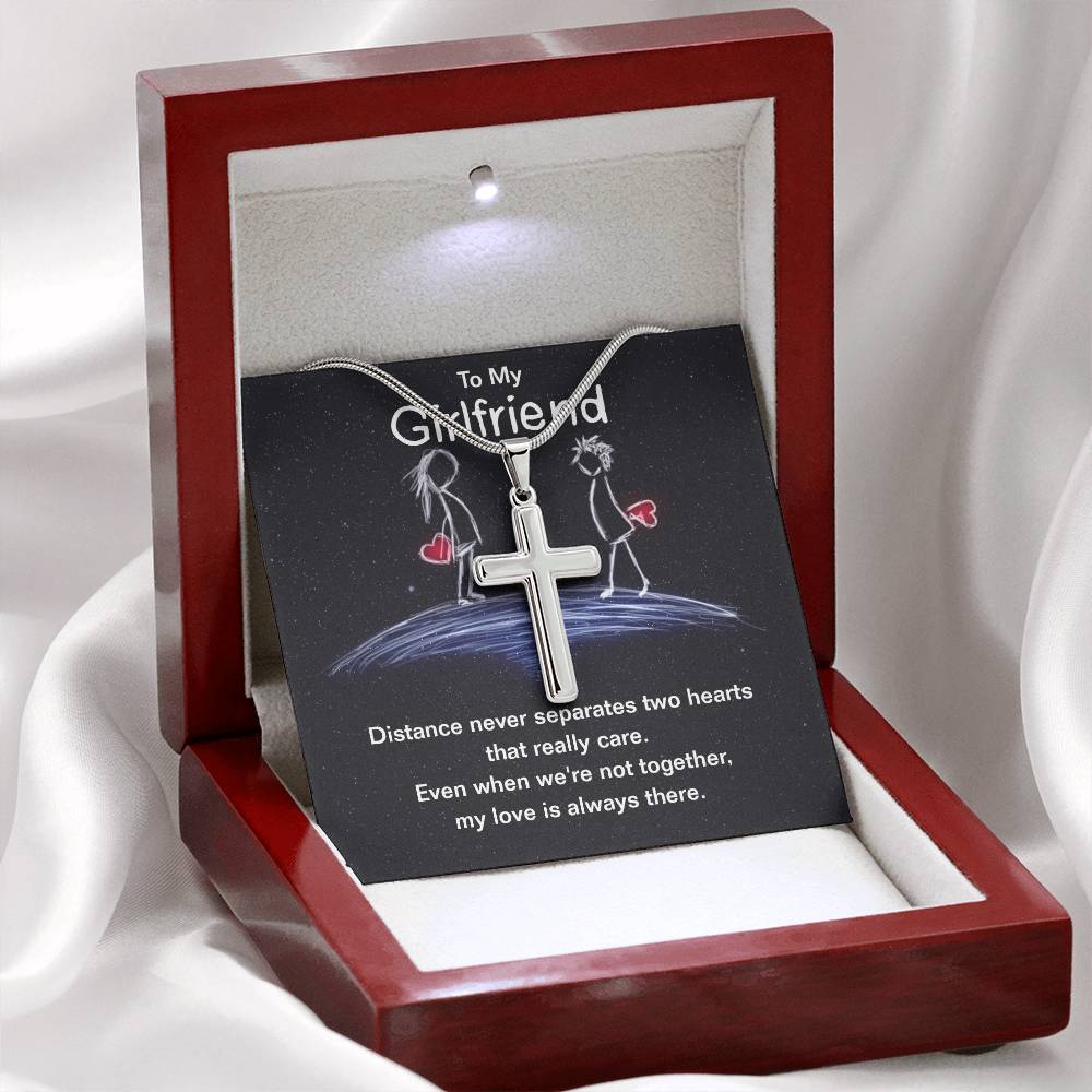 To Girlfriend - Distance never separates - Artisan Cross Necklace