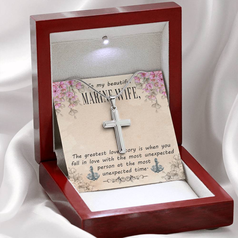 To Marine Wife - The greatest love story - Artisan Cross Necklace