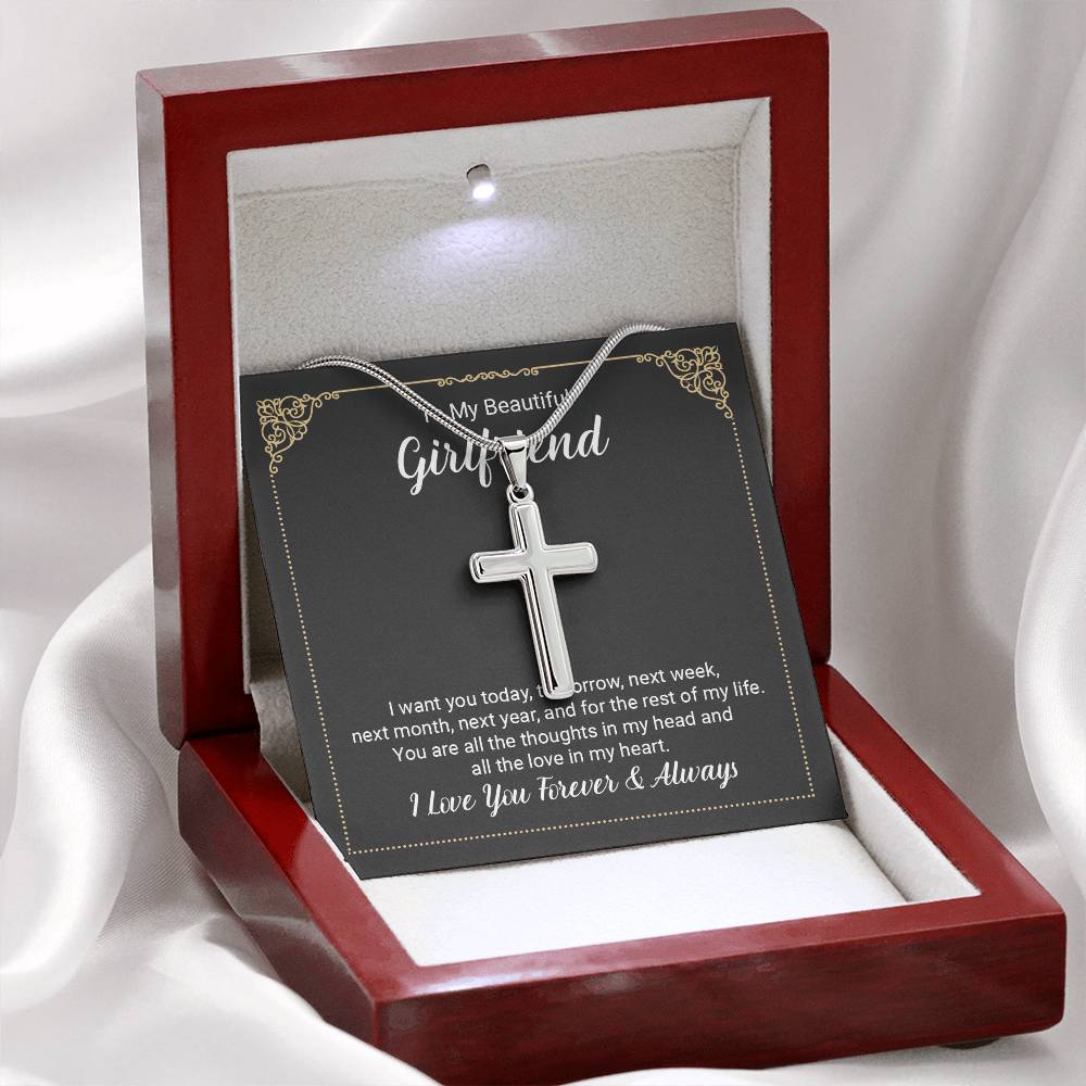 To Girlfriend - I want you today - Artisan Cross Necklace