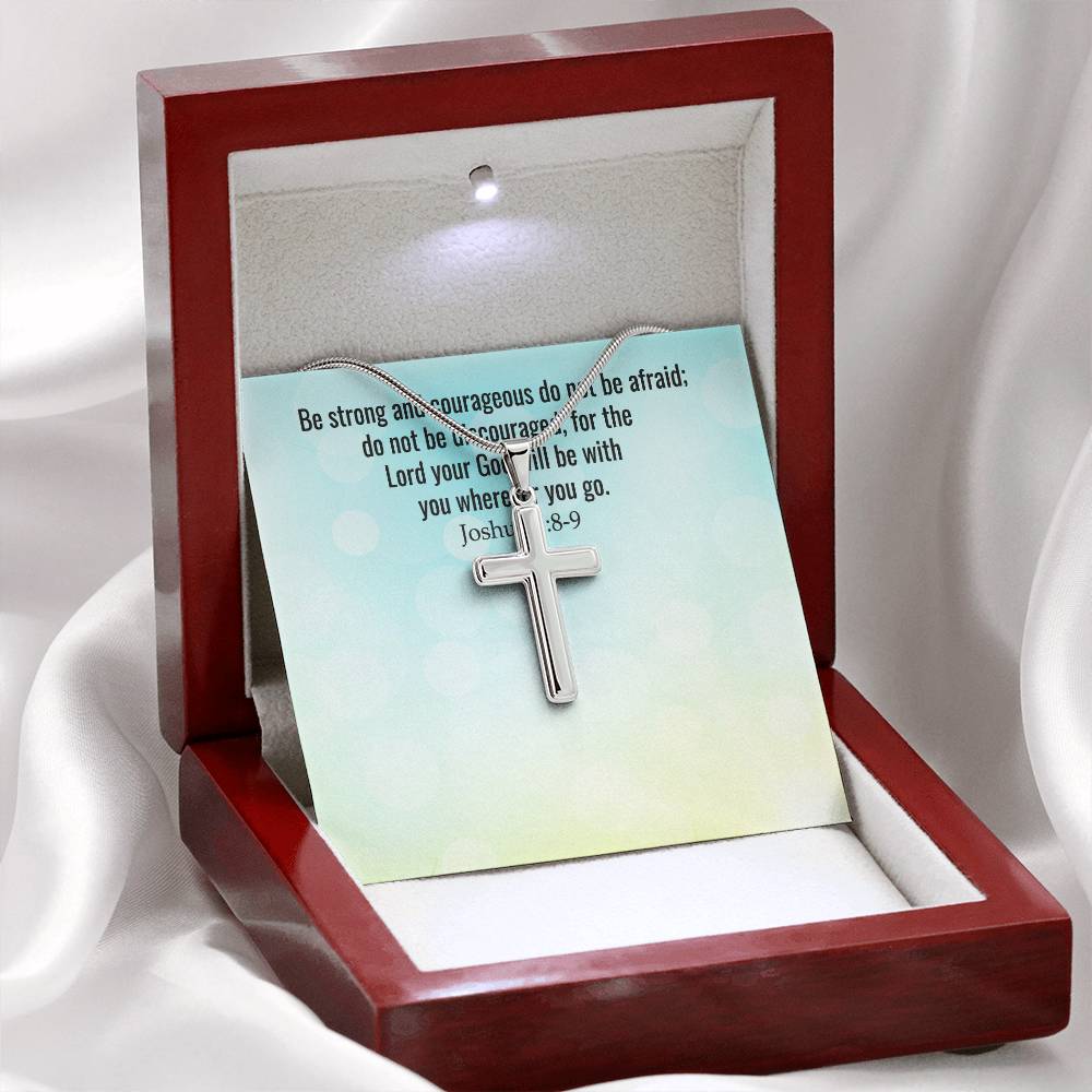 Verse - Joshua 1:8-9 - Artisan Cross Necklace