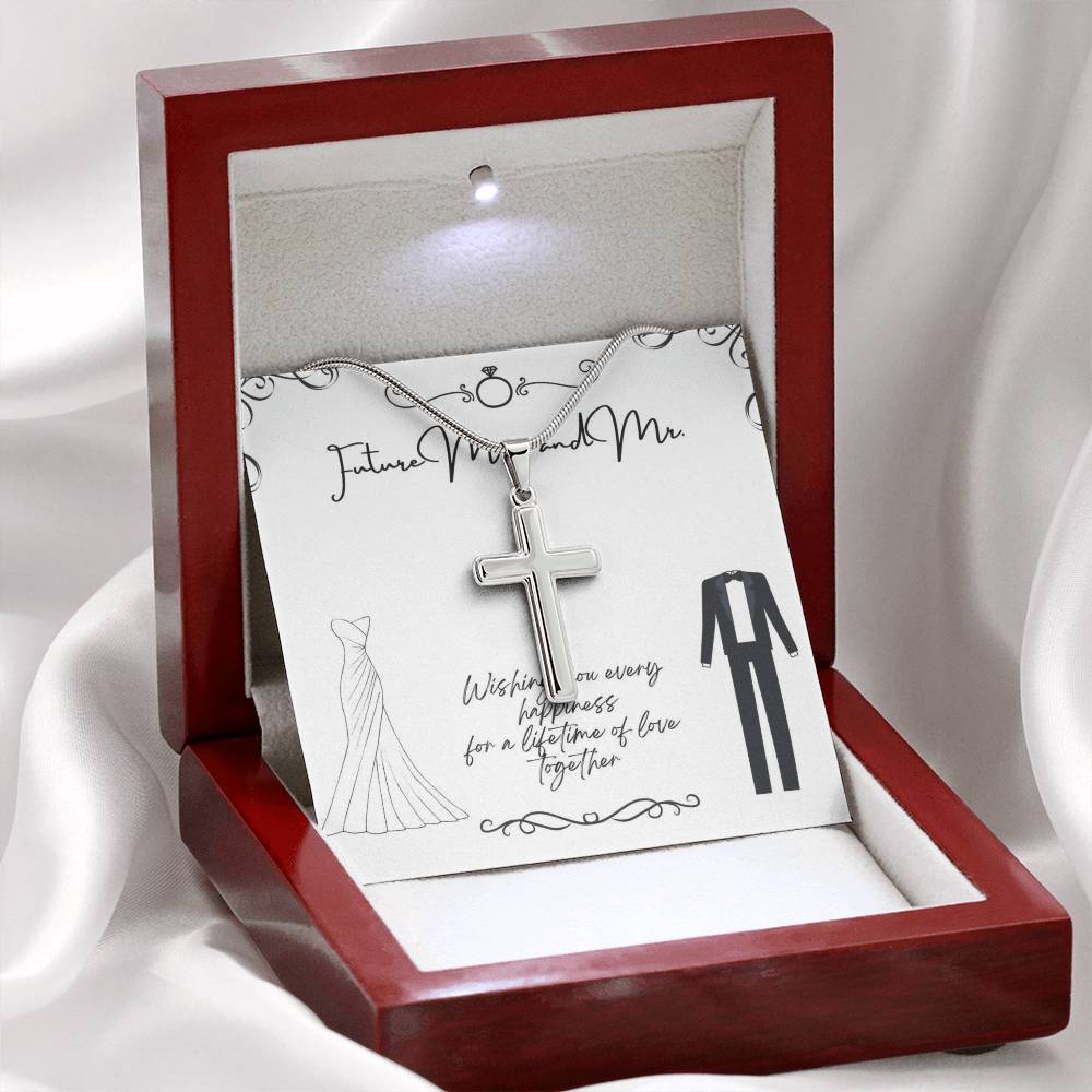 To Future Couple - Wishing you every happiness - Artisan Cross Necklace