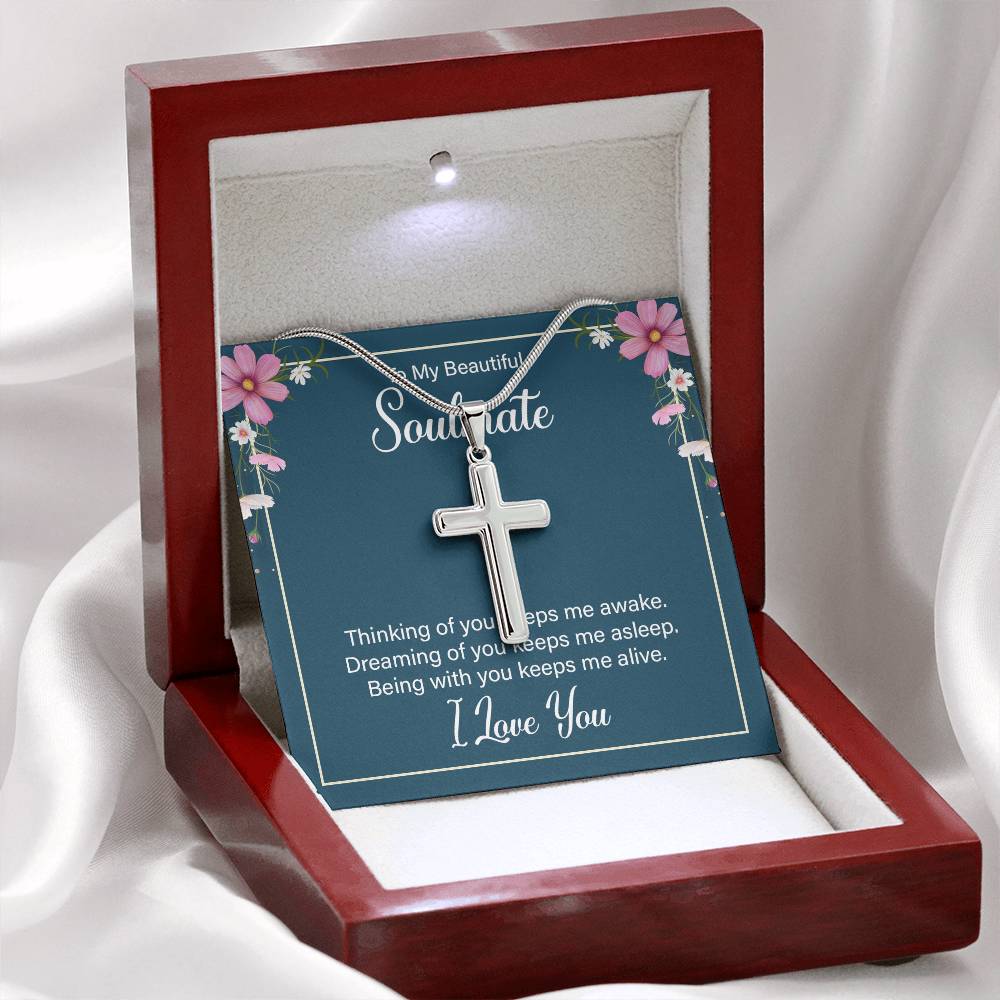 To Soulmate - Thinking of you - Artisan Cross Necklace