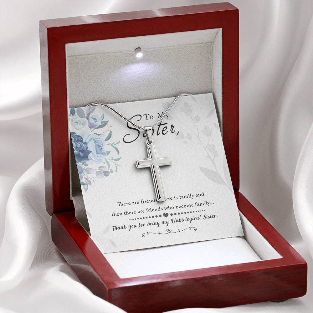 To Sister - There are friends - Artisan Cross Necklace