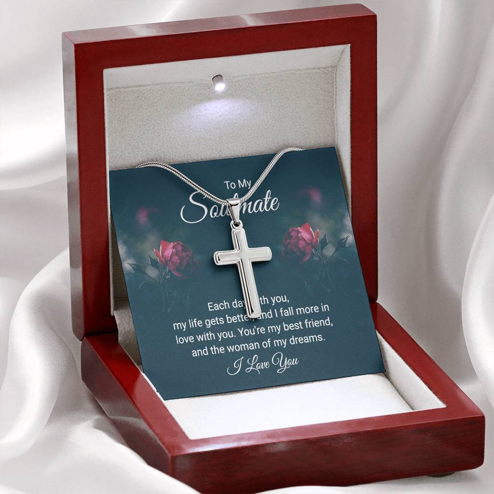 To Soulmate - Each day with you - Artisan Cross Necklace