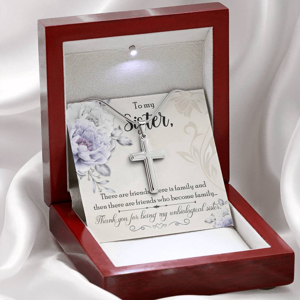 To Sister - There are friends - Artisan Cross Necklace