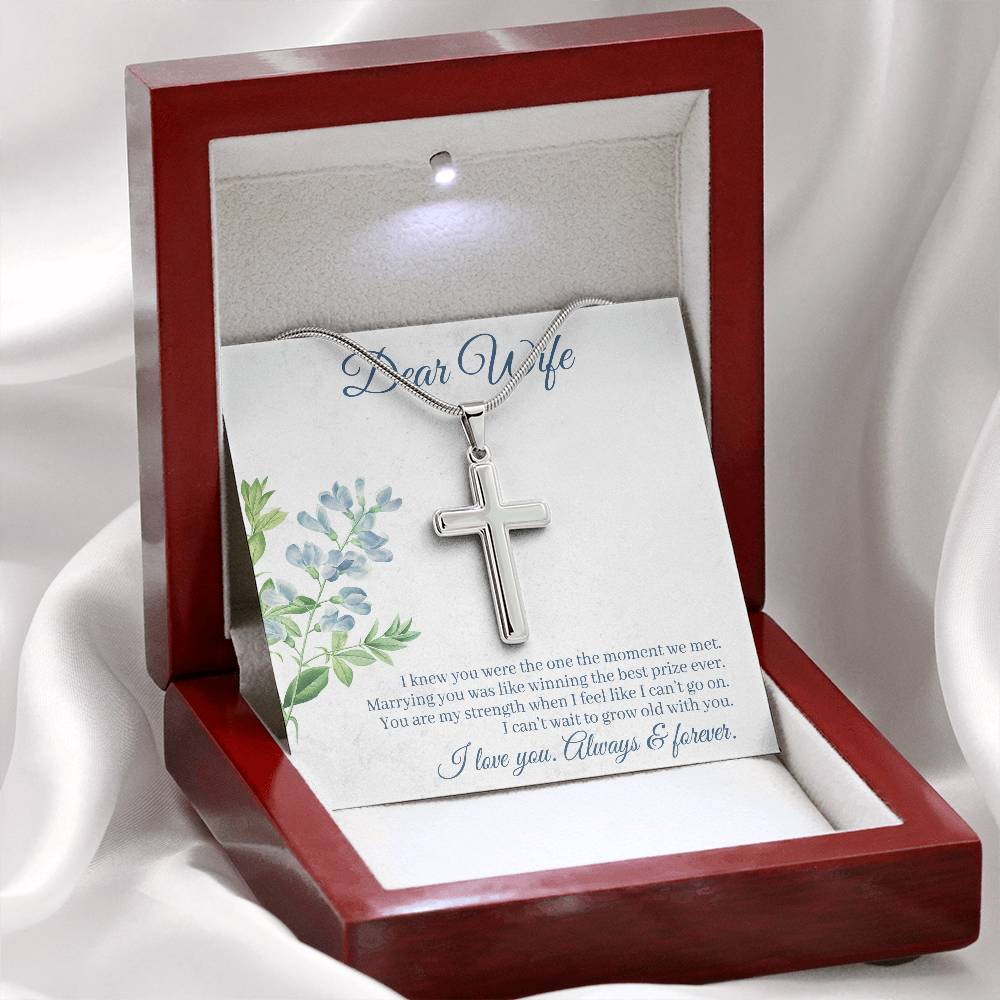 To Wife - I knew you were - Artisan Cross Necklace