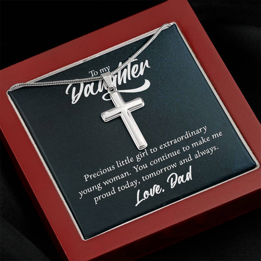 To Daughter - Precious little girl - Artisan Cross Necklace