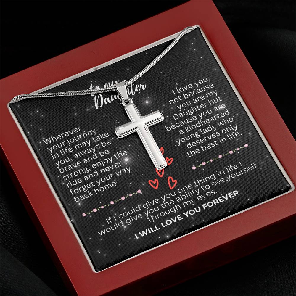 To Daughter - Wherever your journey - Artisan Cross Necklace