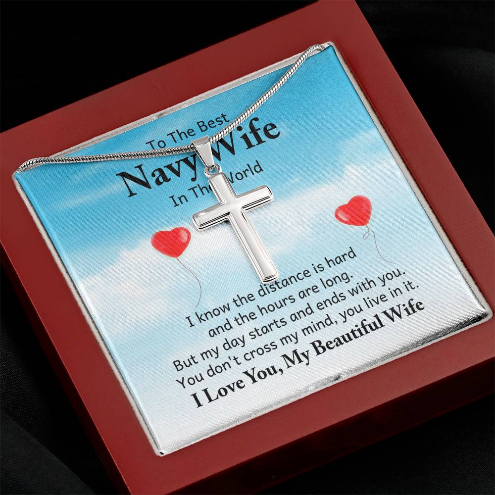 To Navy Wife - I know - Artisan Cross Necklace