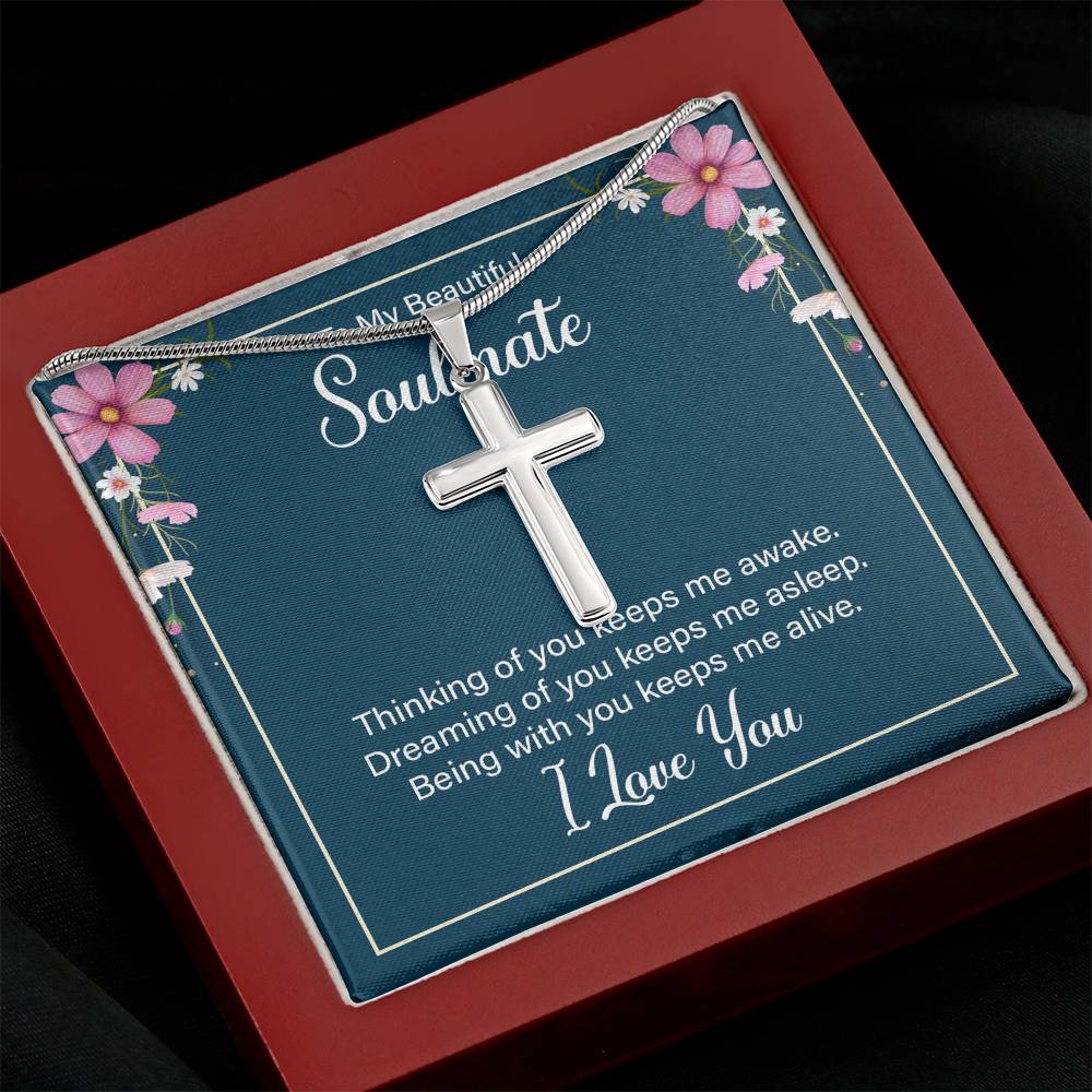 To Soulmate - Thinking of you - Artisan Cross Necklace