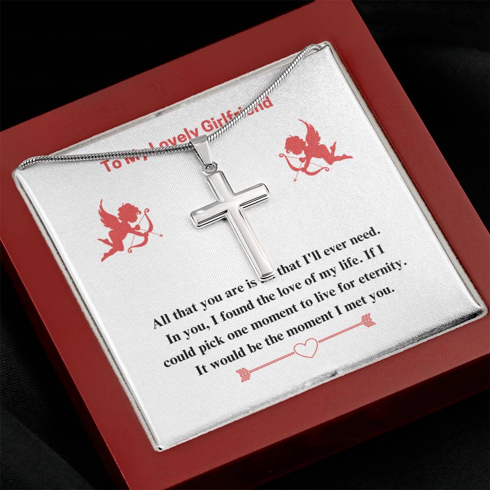 To Girlfriend - If I could - Artisan Cross Necklace