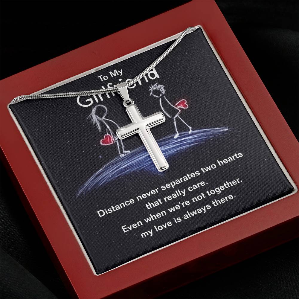 To Girlfriend - Distance never separates - Artisan Cross Necklace