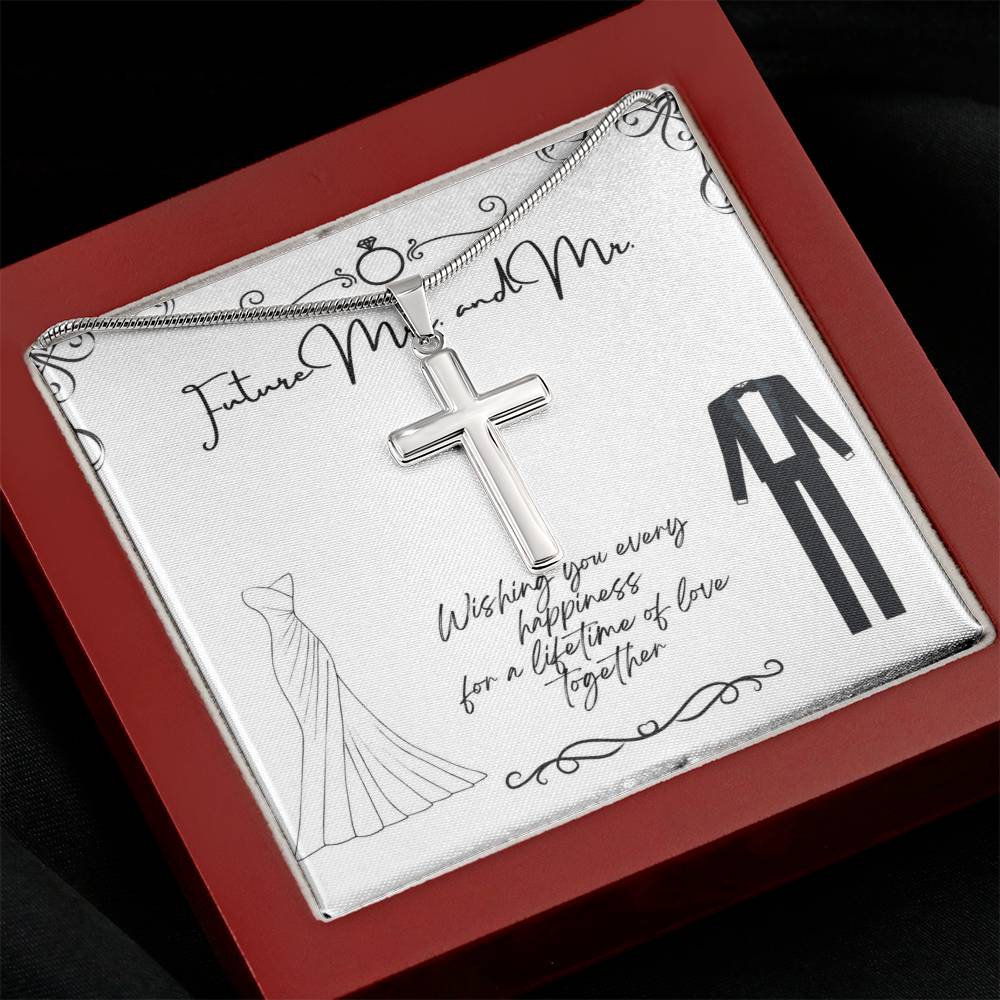 To Future Couple - Wishing you every happiness - Artisan Cross Necklace