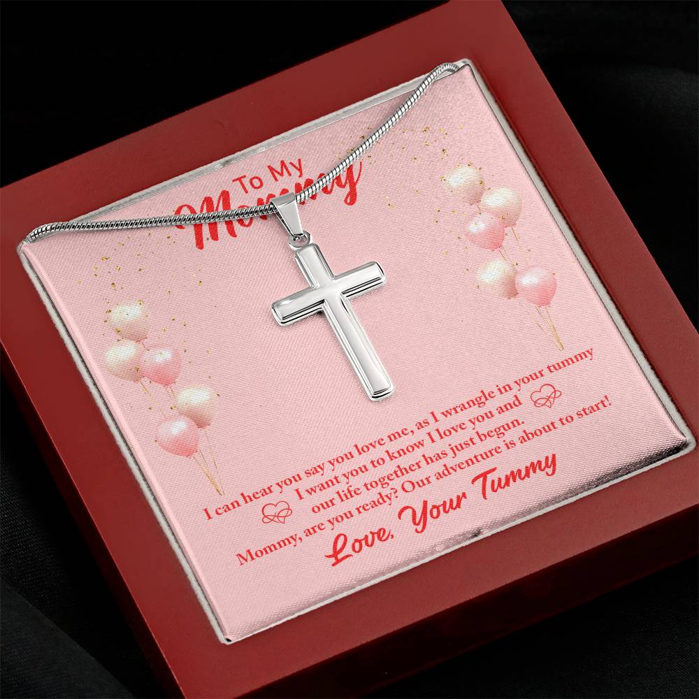 To Mom - I can hear - Artisan Cross Necklace