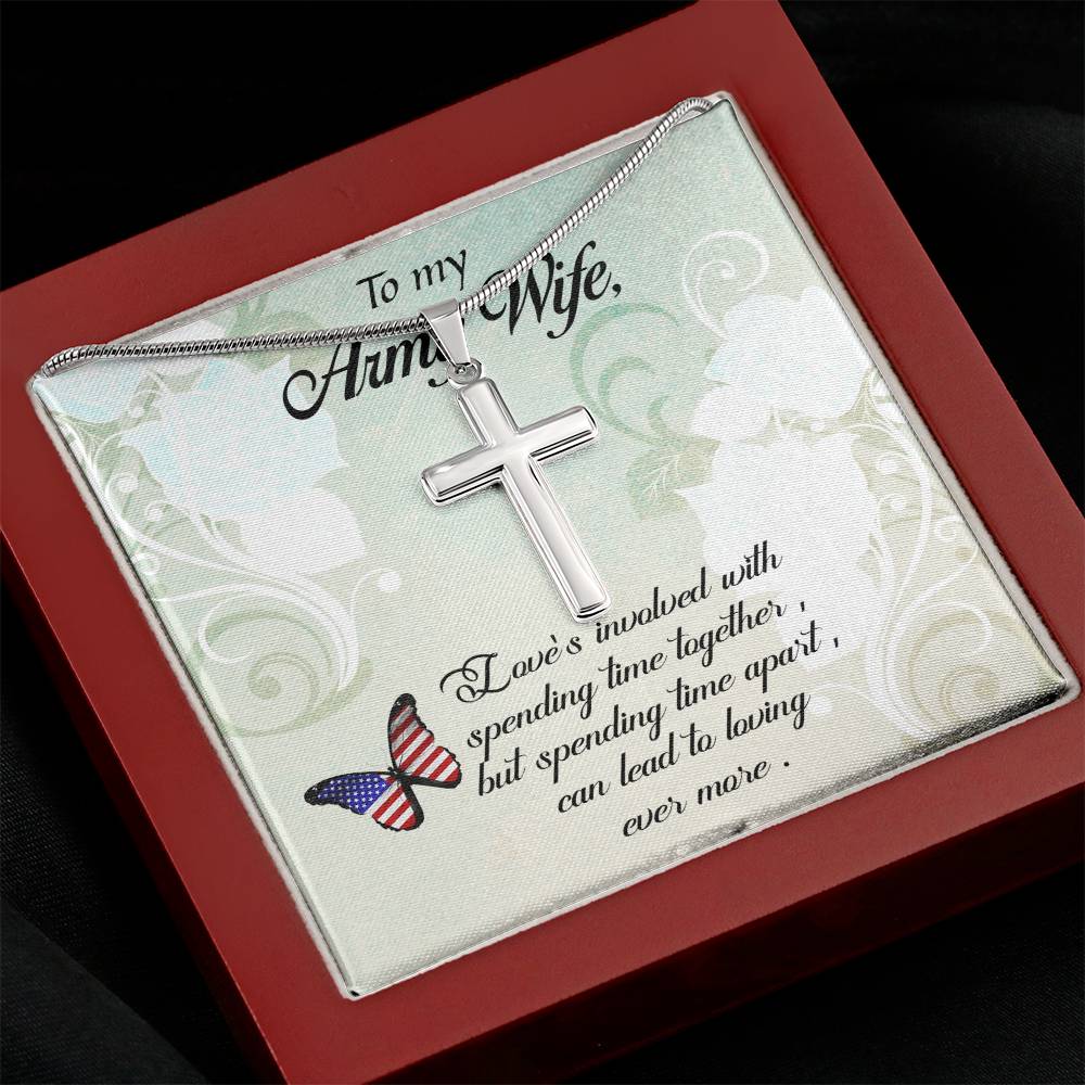 To Army Wife - Love's involved - Artisan Cross Necklace