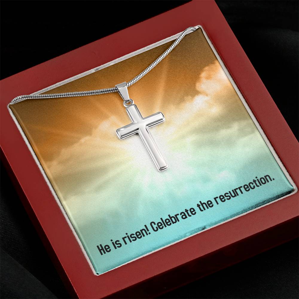 Easter - He is Risen - Artisan Cross Necklace