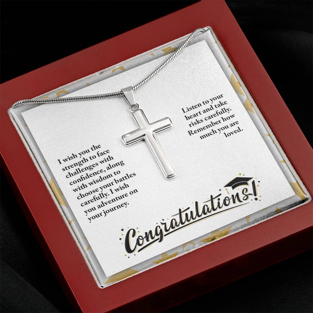 Graduation - I wish you the strength - Artisan Cross Necklace