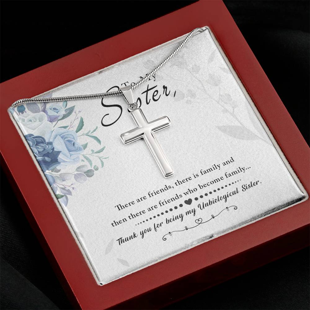 To Sister - There are friends - Artisan Cross Necklace