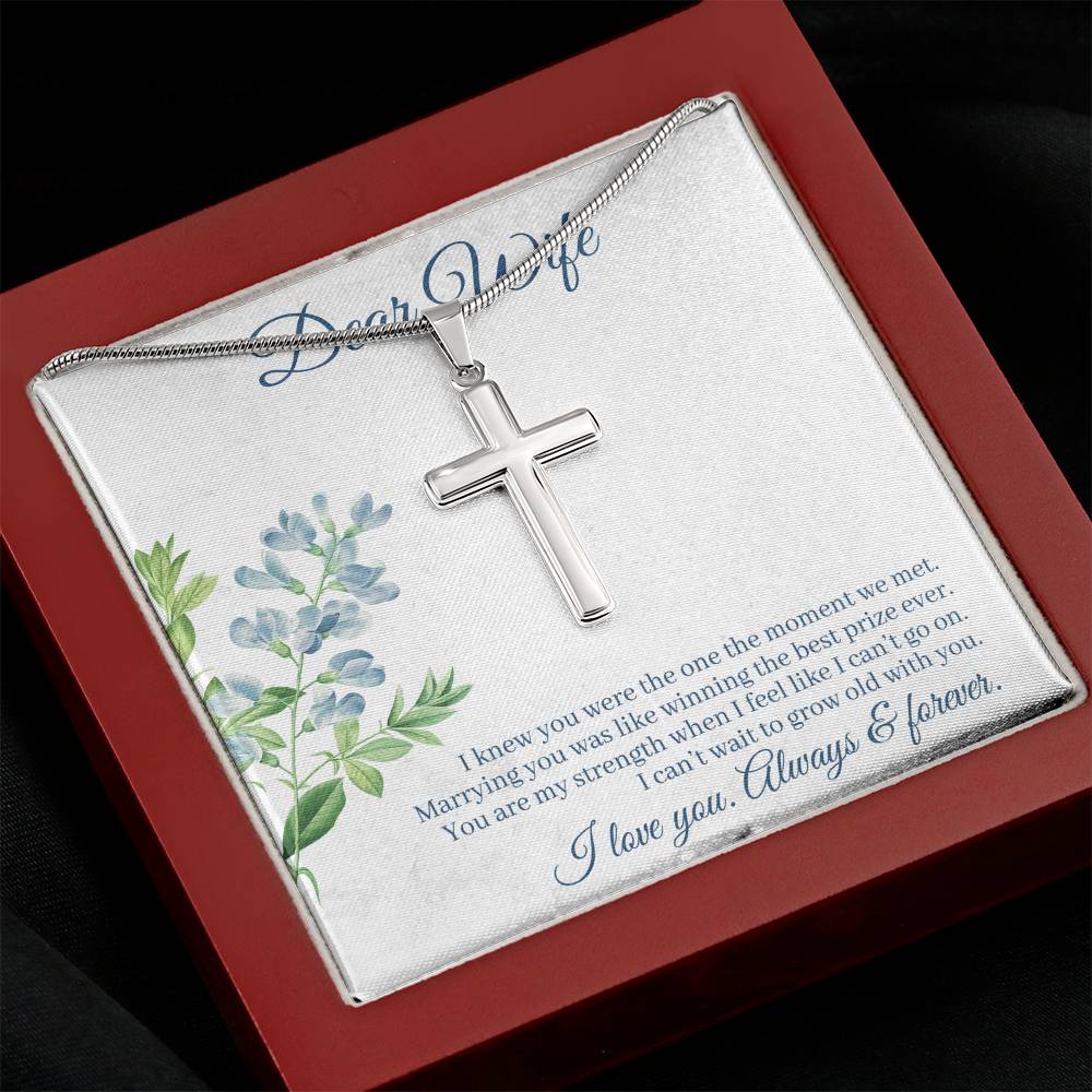 To Wife - I knew you were - Artisan Cross Necklace