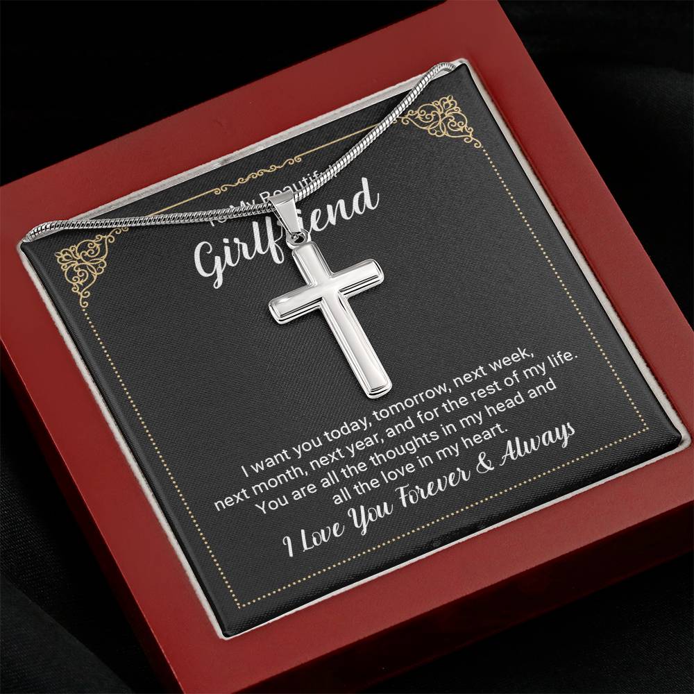 To Girlfriend - I want you today - Artisan Cross Necklace