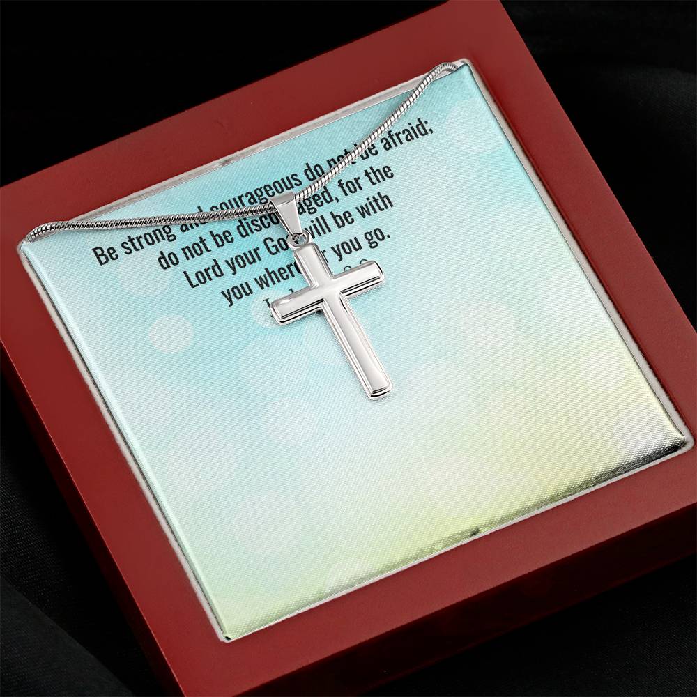 Verse - Joshua 1:8-9 - Artisan Cross Necklace