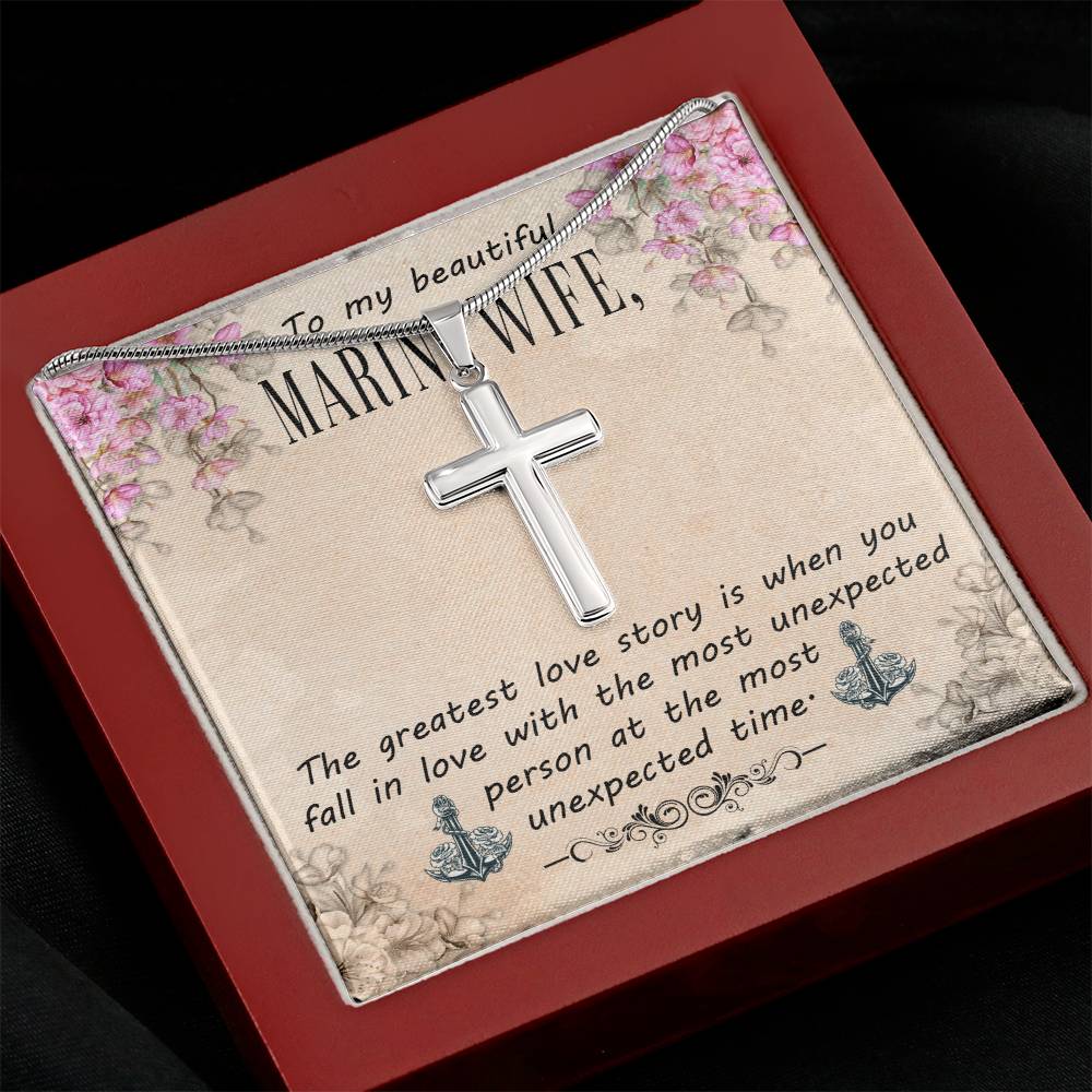 To Marine Wife - The greatest love story - Artisan Cross Necklace