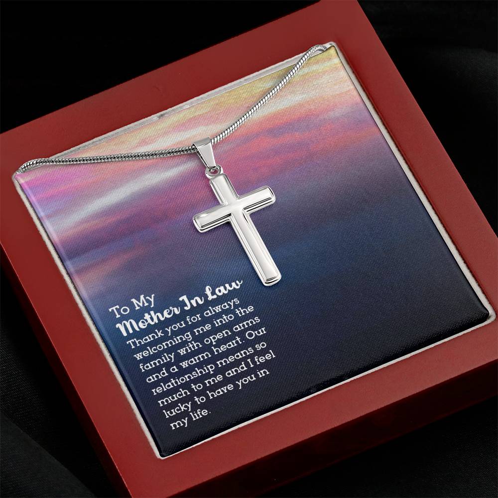 To Mother In Law - Thank you for always - Artisan Cross Necklace