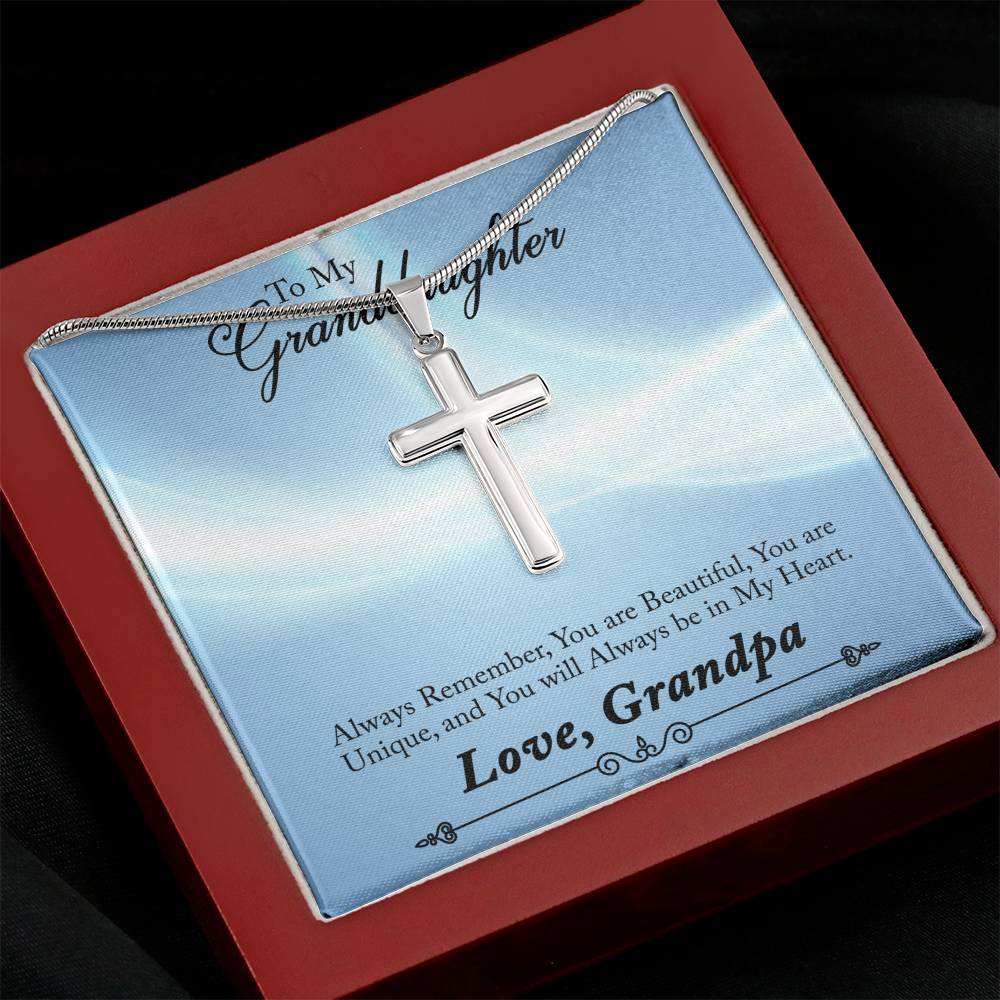 To Granddaughter - Always remember - Artisan Cross Necklace