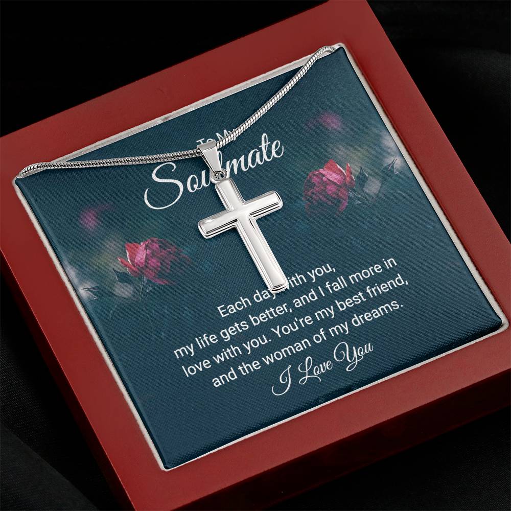 To Soulmate - Each day with you - Artisan Cross Necklace