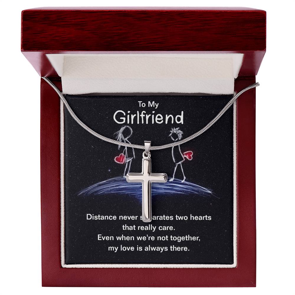 To Girlfriend - Distance never separates - Artisan Cross Necklace