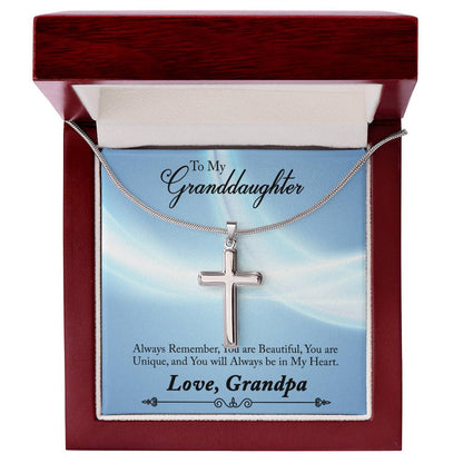 To Granddaughter - Always remember - Artisan Cross Necklace