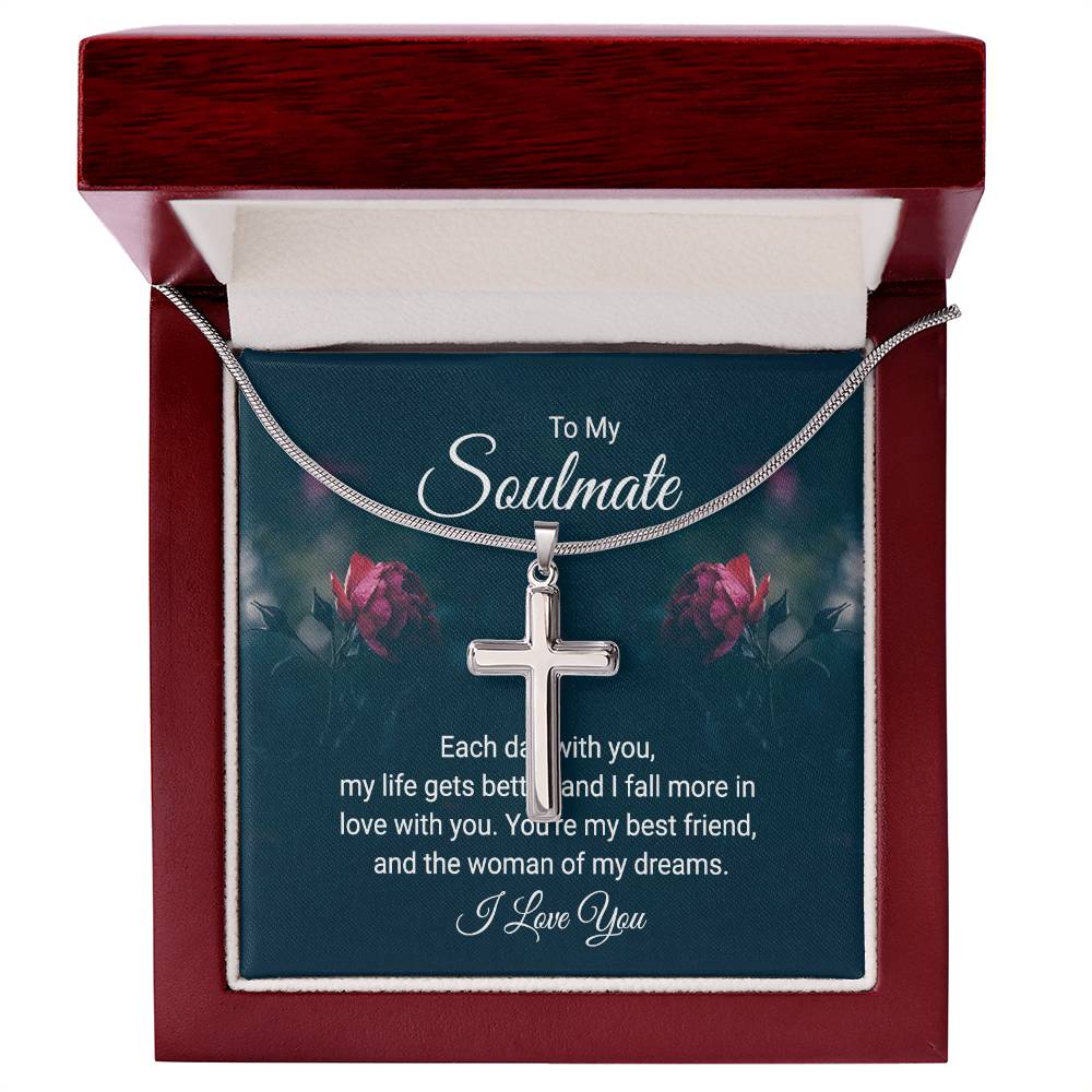 To Soulmate - Each day with you - Artisan Cross Necklace