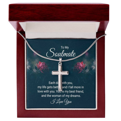 To Soulmate - Each day with you - Artisan Cross Necklace