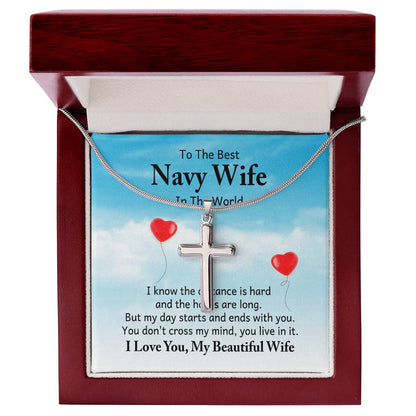 To Navy Wife - I know - Artisan Cross Necklace