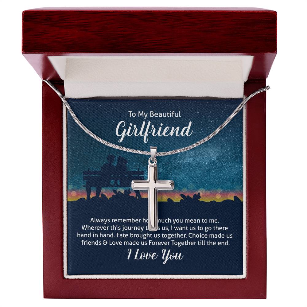 To Girlfriend - Always remember - Artisan Cross Necklace