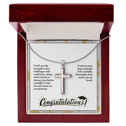 Graduation - I wish you the strength - Artisan Cross Necklace