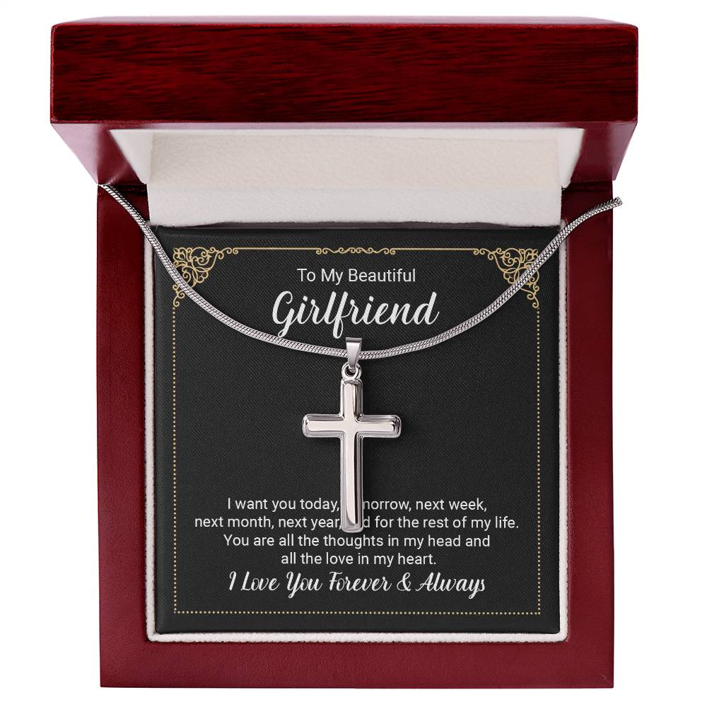 To Girlfriend - I want you today - Artisan Cross Necklace