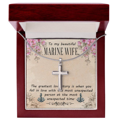 To Marine Wife - The greatest love story - Artisan Cross Necklace