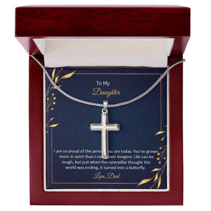 To Daughter - I am so proud - Artisan Cross Necklace