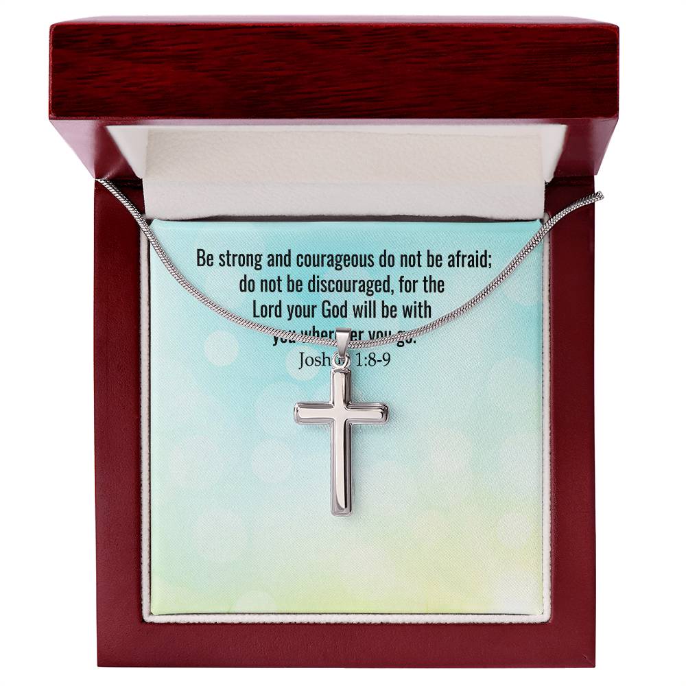 Verse - Joshua 1:8-9 - Artisan Cross Necklace